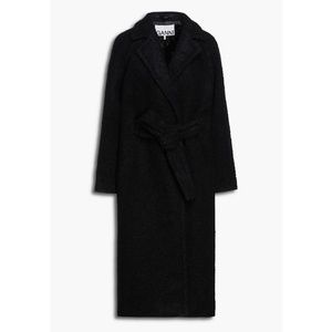 Ganni Long Black Tie Wool Coat